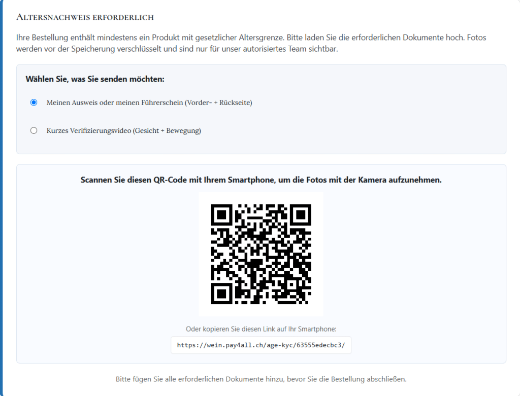 WooCommerce Altersverifizierung - QR-Code scannen